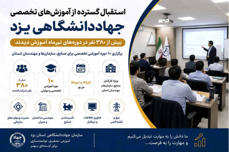 جهاددانشگاهی یزد؛ پیشگام توانمندسازی سرمایه انسانی با برگزاری ۱۰ دوره آموزشی تخصصی